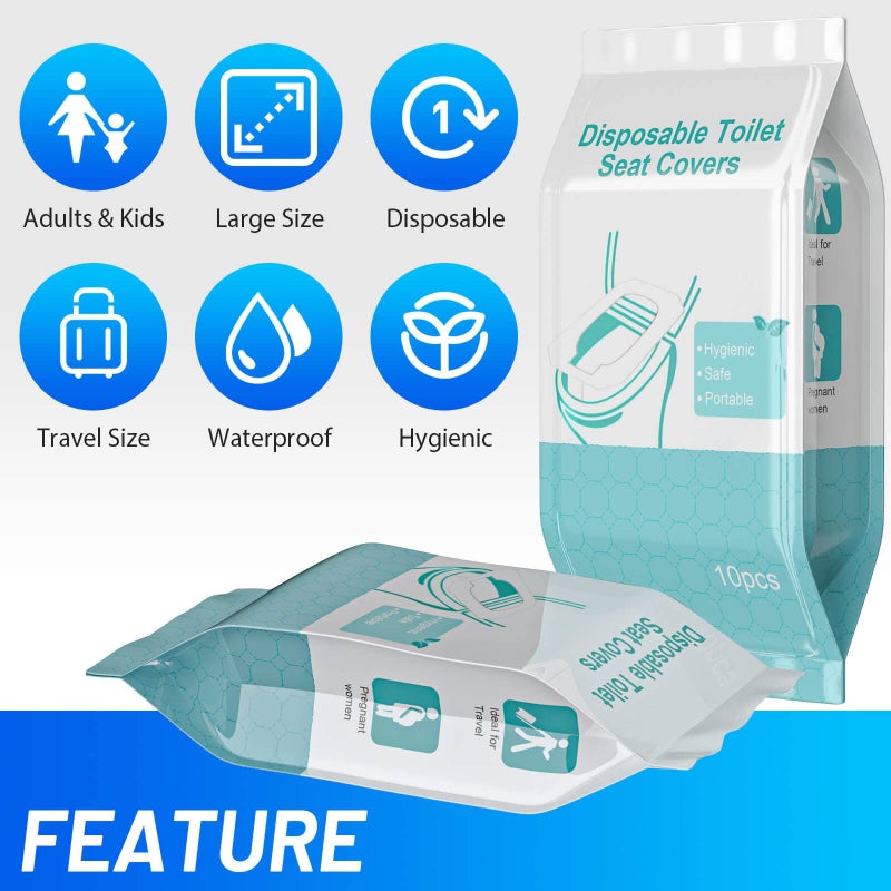 Mckanti 80 Pack Disposable Toilet Seat Covers - Waterproof 16x24 Inch Extra Large Individually Wrapped Toilet Seat Shields Travel Accessories for Adults Kids - Image 3
